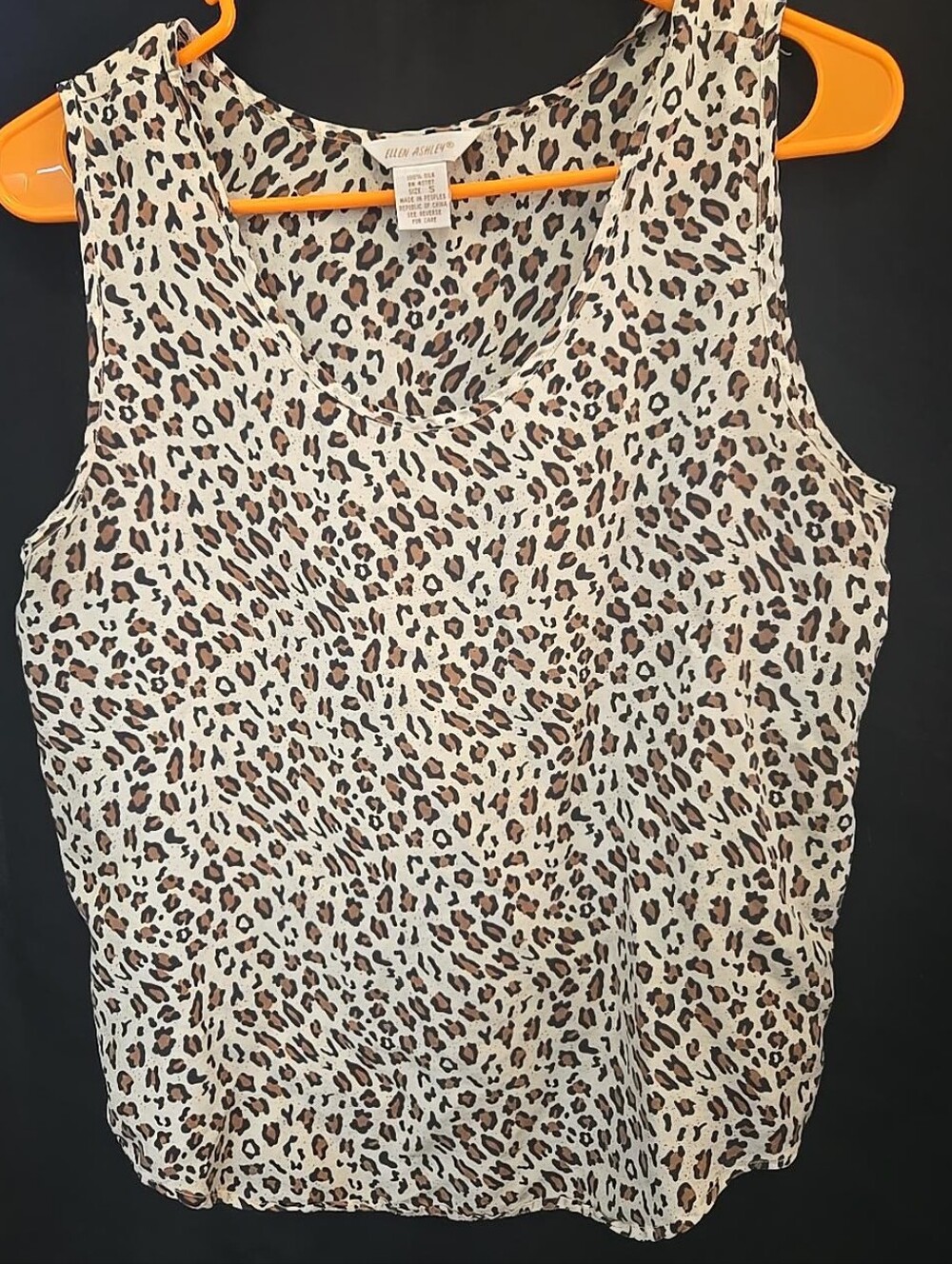 Ellen Ashley 100% Silk Leopard Print Tank Top Blouse Size S Animal Print